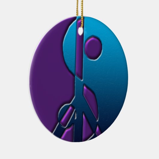 Blauwe en Paarse Yin-Yang-vredesgebarentaal Keramisch Ornament (Rechts)