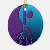 Blauwe en Paarse Yin-Yang-vredesgebarentaal Keramisch Ornament (Links)