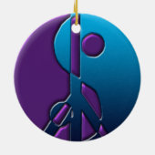 Blauwe en Paarse Yin-Yang-vredesgebarentaal Keramisch Ornament (Achterkant)