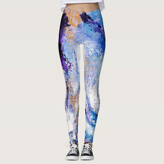 Blauwe en Paarse yogabroek Leggings (Voorkant)