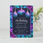 Blauwe en Paarse zeemeerminnende Ornamenten 21e ve Kaart (Staand voorkant)