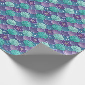 blauwe en Paarse zeeschelp Cadeaupapier (Hoek)