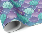 blauwe en Paarse zeeschelp Cadeaupapier (Rol Hoek)