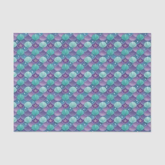 blauwe en Paarse zeeschelp Tissuepapier (Voorkant)