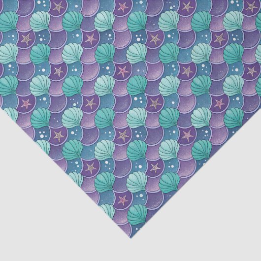 blauwe en Paarse zeeschelp Tissuepapier (Detail)