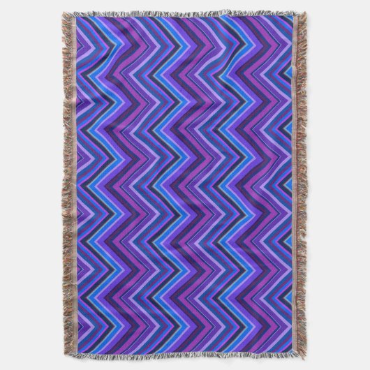 Blauwe en paarse zigzagstroken deken (Voorkant Verticaal)