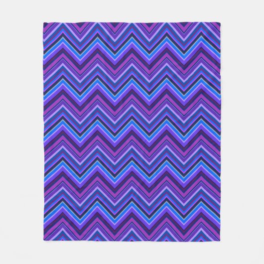 Blauwe en paarse zigzagstroken fleece deken (Voorkant)