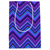 Blauwe en paarse zigzagstroken medium cadeauzakje (Voorkant)
