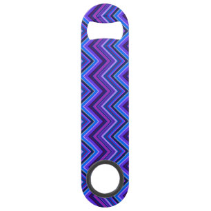 Blauwe en paarse zigzagstroken speed flessenopener