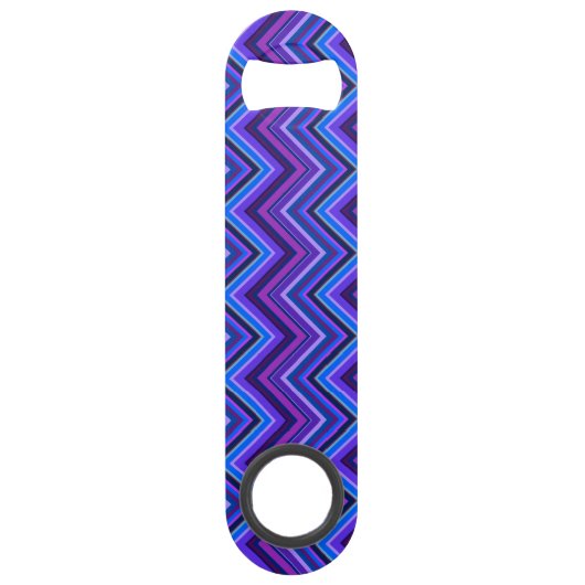 Blauwe en paarse zigzagstroken speed flessenopener (Voorkant)
