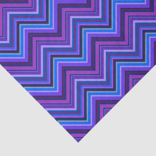 Blauwe en paarse zigzagstroken tissuepapier (Detail)