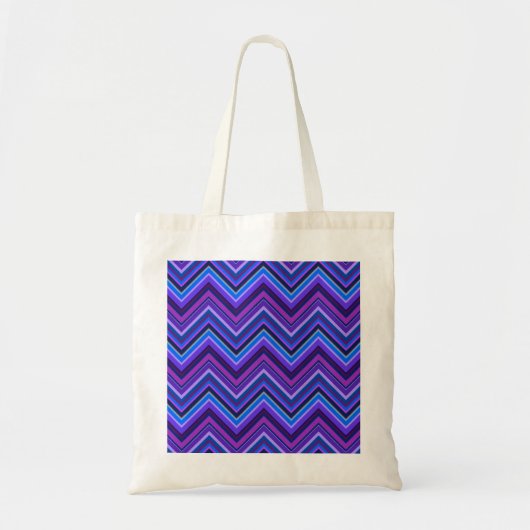 Blauwe en paarse zigzagstroken tote bag (Voorkant)