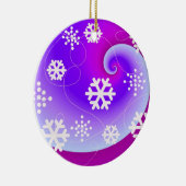 Blauwe en Paarse Zwemmen en Snowflakes Keramisch Ornament (Rechts)