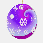 Blauwe en Paarse Zwemmen en Snowflakes Keramisch Ornament (Links)