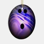 Blauwe en Paarse zwijn Bowling Ball Keramisch Ornament (Rechts)