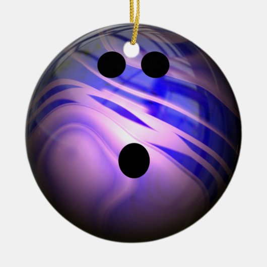 Blauwe en Paarse zwijn Bowling Ball Keramisch Ornament (Voorkant)