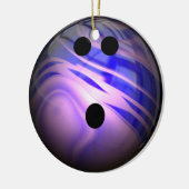 Blauwe en Paarse zwijn Bowling Ball Keramisch Ornament (Links)