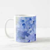 Blauwe en periwinkle hydrangea-mok koffiemok (Links)