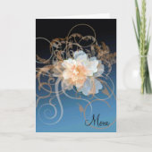 Blauwe en perzik bloemige werveling Moederdag Kaart (Voorkant)