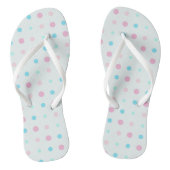 Blauwe en perzikstippen teenslippers (Voetbed)