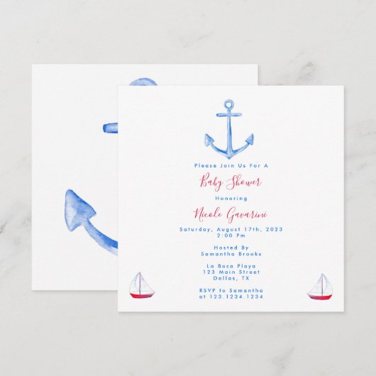 Blauwe en rode babyvoeding kaart (Voorkant / Achterkant)