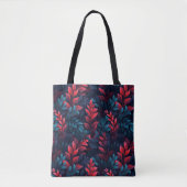 Blauwe en rode bladeren tote bag (Voorkant)