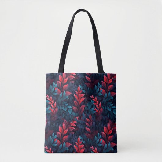 Blauwe en rode bladeren tote bag (Voorkant)