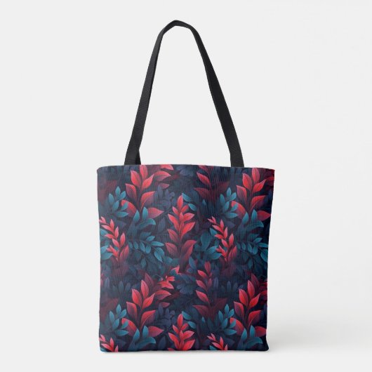 Blauwe en rode bladeren tote bag (Achterkant)