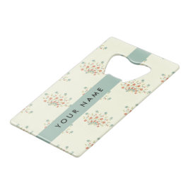 Blauwe en Rode Bloemen, Blauw, Jouw naam Creditkaart Flessenopener