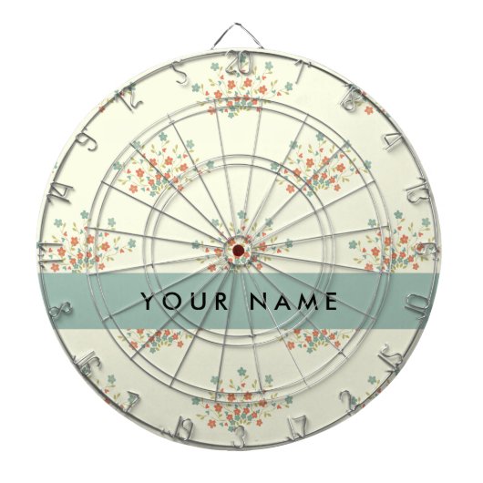 Blauwe en Rode Bloemen, Blauw, Jouw naam Dartbord (Voorkant)