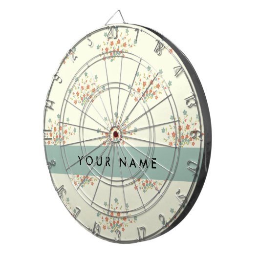 Blauwe en Rode Bloemen, Blauw, Jouw naam Dartbord (Voorkant Rechts)