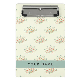 Blauwe en Rode Bloemen, Blauw, Jouw naam Mini Klembord