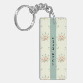 Blauwe en Rode Bloemen, Blauw, Jouw naam Sleutelhanger (Voorkant Links)