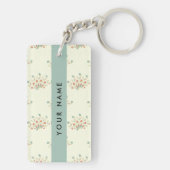 Blauwe en Rode Bloemen, Blauw, Jouw naam Sleutelhanger (achterkant)