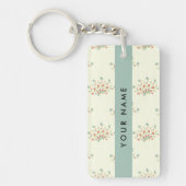 Blauwe en Rode Bloemen, Blauw, Jouw naam Sleutelhanger (Voorkant)