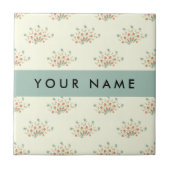 Blauwe en Rode Bloemen, Blauw, Jouw naam Tegeltje (Voorkant)