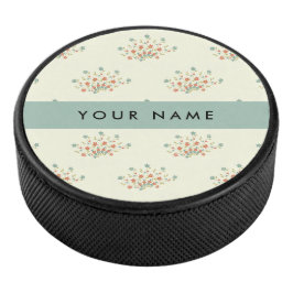 Blauwe en Rode Bloemen, Blauw, Uw Naam Hockey Puck