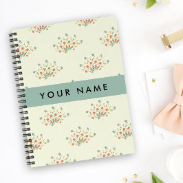Blauwe en Rode Bloemen, Blauw, Uw Naam Notitieboek
