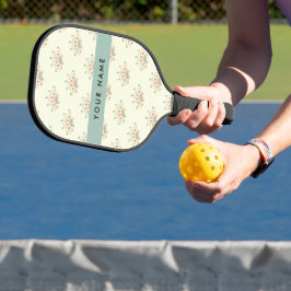 Blauwe en Rode Bloemen, Blauw, Uw Naam Pickleball Paddle