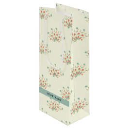 Blauwe en Rode Bloemen, Blauw, Uw Naam Wijn Cadeautas