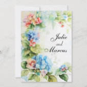 Blauwe en Rode Bloemen Bruiloft Kaart (Voorkant)