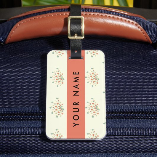 Blauwe en rode bloemen, rood, Jouw naam Bagagelabel (Voorkant Insitu 2)