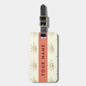 Blauwe en rode bloemen, rood, Jouw naam Bagagelabel (Voorkant verticaal)