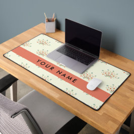 Blauwe en rode bloemen, rood, Jouw naam Bureaumat