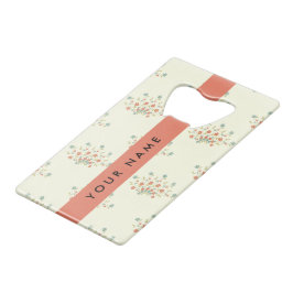 Blauwe en rode bloemen, rood, Jouw naam Creditkaart Flessenopener