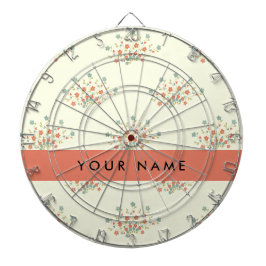 Blauwe en rode bloemen, rood, Jouw naam Dartbord