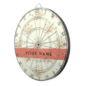 Blauwe en rode bloemen, rood, Jouw naam Dartbord (Voorkant Rechts)