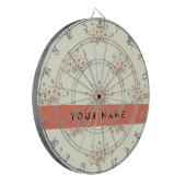 Blauwe en rode bloemen, rood, Jouw naam Dartbord (Voorkant Links)