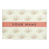 Blauwe en rode bloemen, rood, Jouw naam Kussensloop (Achterkant)