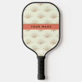 Blauwe en rode bloemen, rood, Jouw naam Pickleball Paddle (Voorkant)